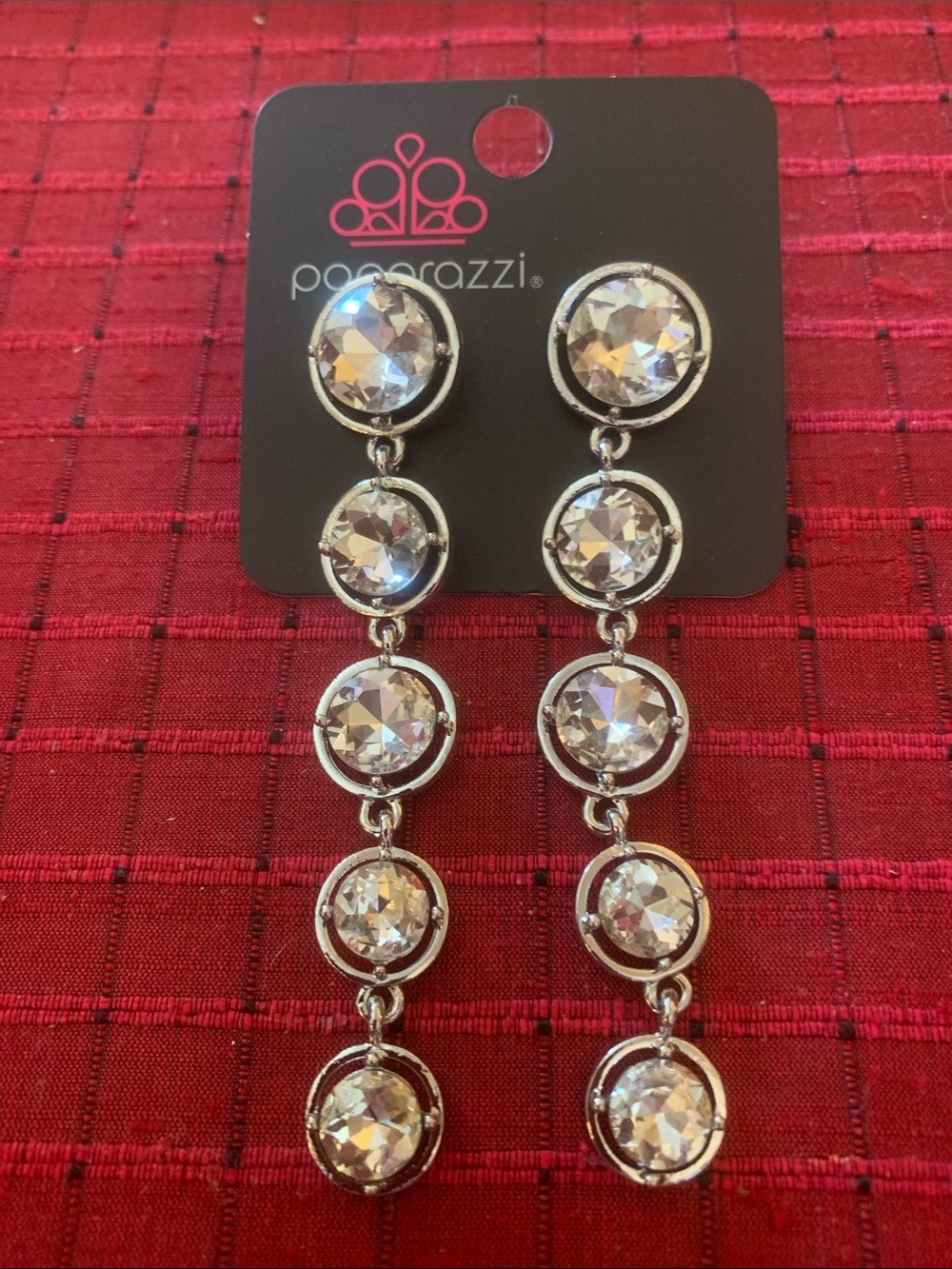 paparazzi Silver Crystal Cascade Drop Earrings